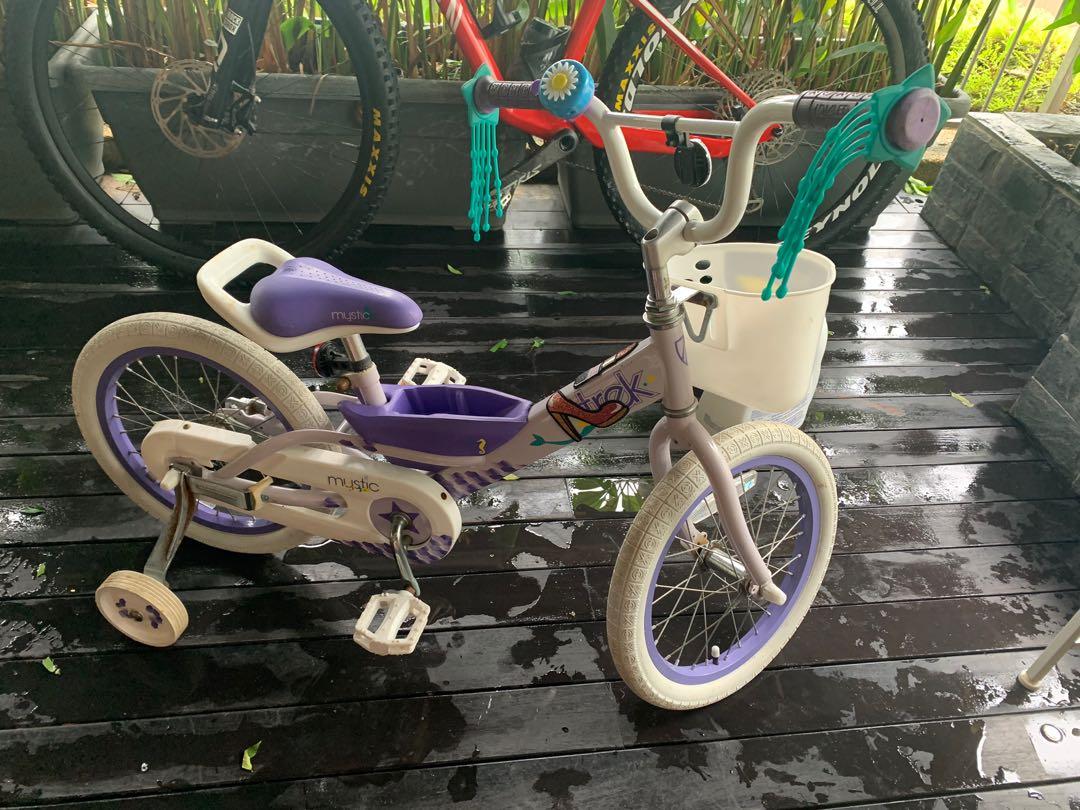 16 inch Trek Mystic purple kids bike with training wheels Sports Equipment Bicycles Parts Bicycles on Carousell