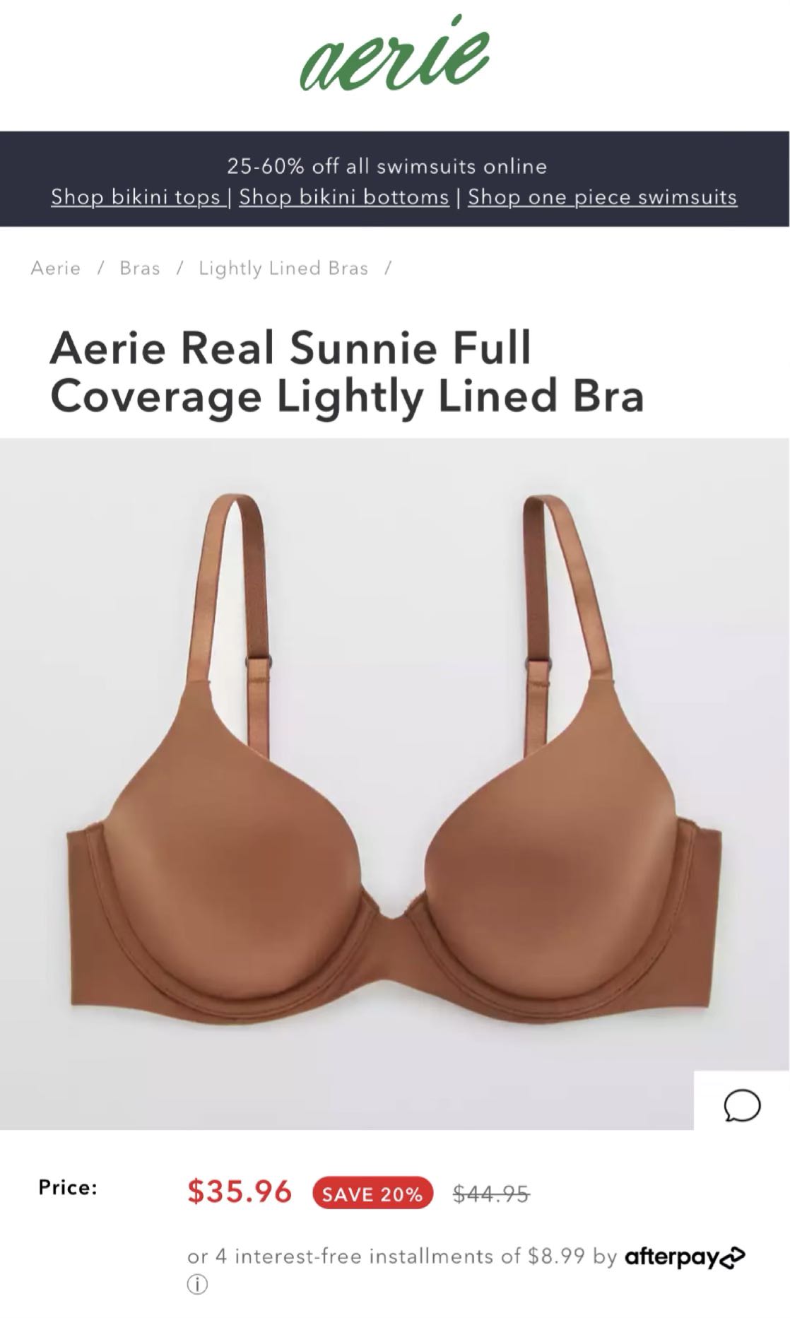 Buy Aerie Real Sunnie Demi Push Up Bra online