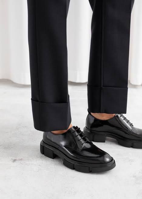 & other stories lace up chunky sole loafers in black