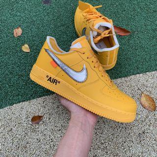 Air Force 1 '07/OW Off-White x Nike Air Force 1 Low University Gold OW AF1 Shoes DD1876-700 Women Size EUR36-39 Men Size EUR40-47