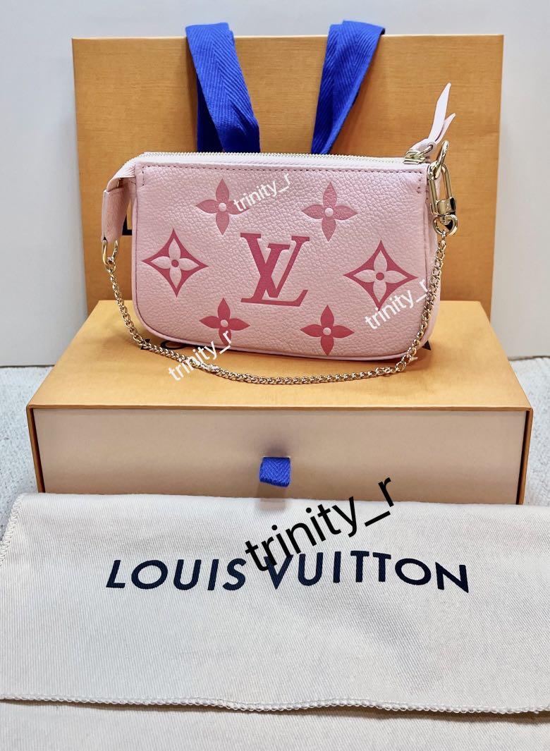 Authentic Louis Vuitton MINI POCHETTE ACCESSOIRES in empreinte leather,  bouton de rose pink!, Luxury, Bags & Wallets on Carousell