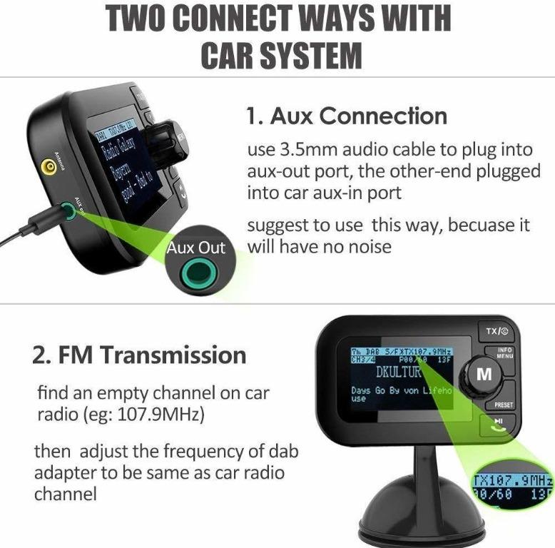 [BNIB] FirstE (DAB005B) InCar DAB/DAB+ Radio Portable Bluetooth FM Transmitter 2.3" LCD Car