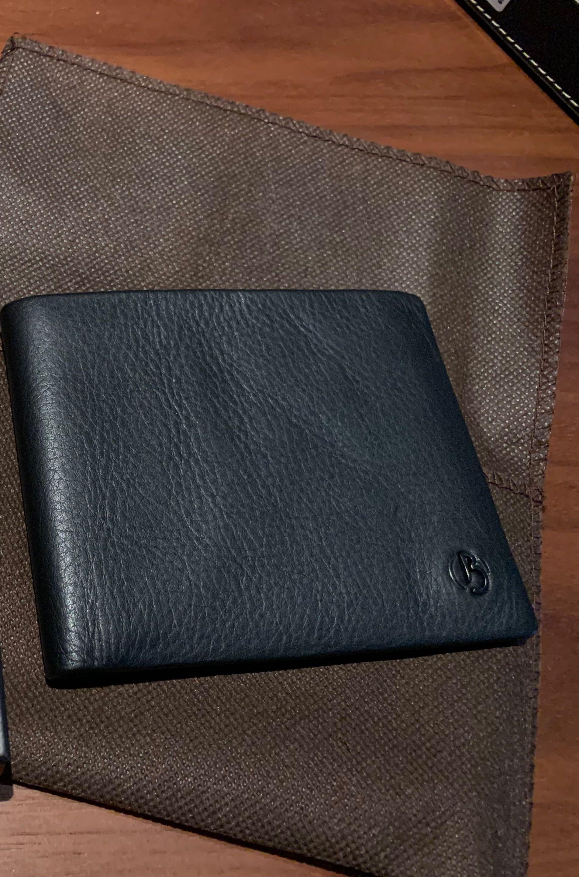 Bonia Men's black leather wallet, Men's Fashion, Watches