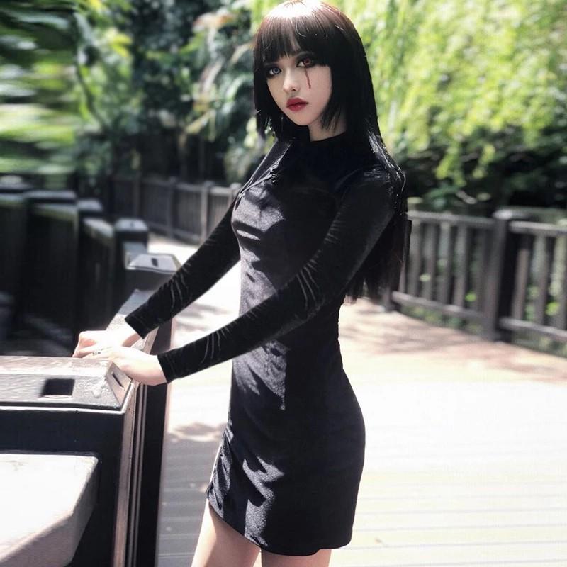 Chinese style top bodycon dress