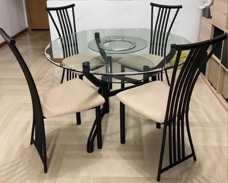 Dining Set (Category: Tables & Sets) located in Singapore. Submitted by blooopcloset (Listing ID 1097019370, Image 1). Description: dining table set !! condition is damn good ! well maintained, durable and able to withstand hot food !! suitable for hotpot ya !! there’s a turnaround table , suitable for easy usage n sharing !! 🤠 minimal scratches & no damages 👍🏻 selling @$238, down from $288!! 🤩 (able to nego, but not so much) rtp: $1.6k-1.7k 