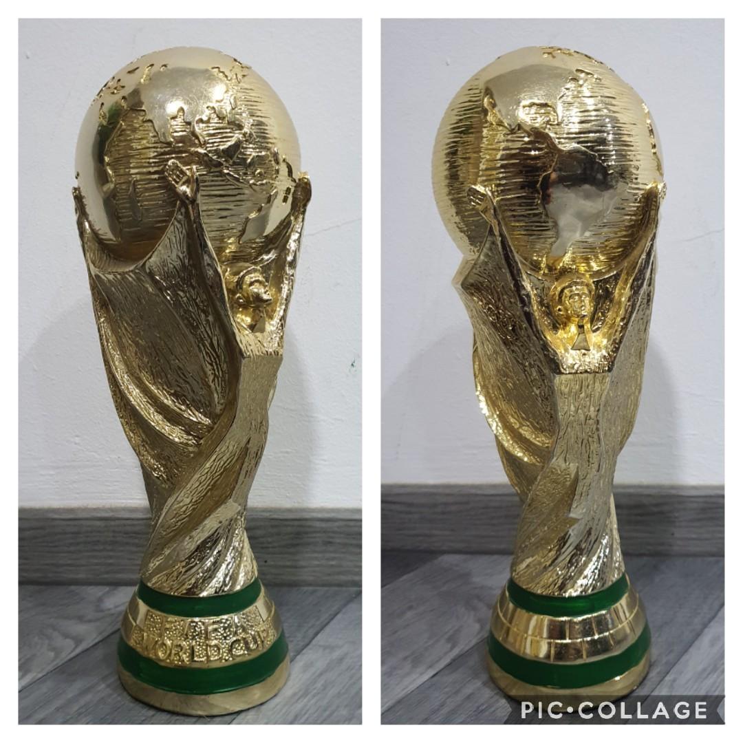 2022 World Cup Replica Trophy In Display Case - 14.2 Inch Resin Gold-Plated Sculpture, Soccer Fan Collectible