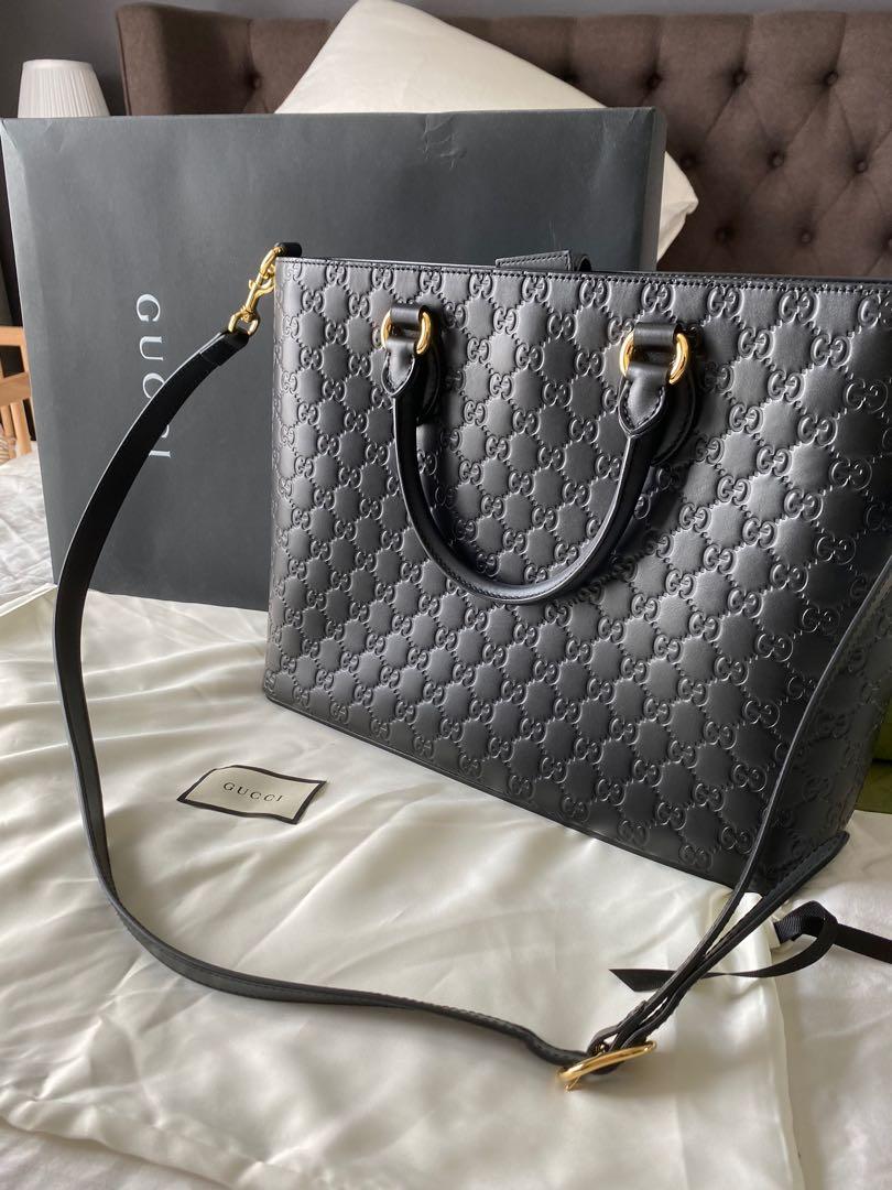 Gucci signature black best sale leather bag