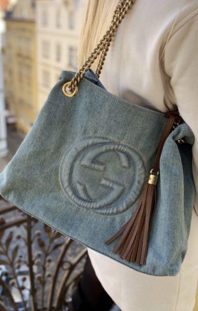 Gucci Soho Denim Shoulder Bag Blue, Luxury, Bags & Wallets on Carousell
