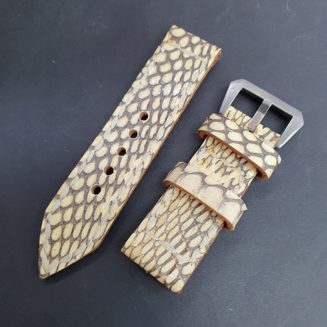 Handmade snake skin watch strap 27mm, Luxury, Watches on Carousell