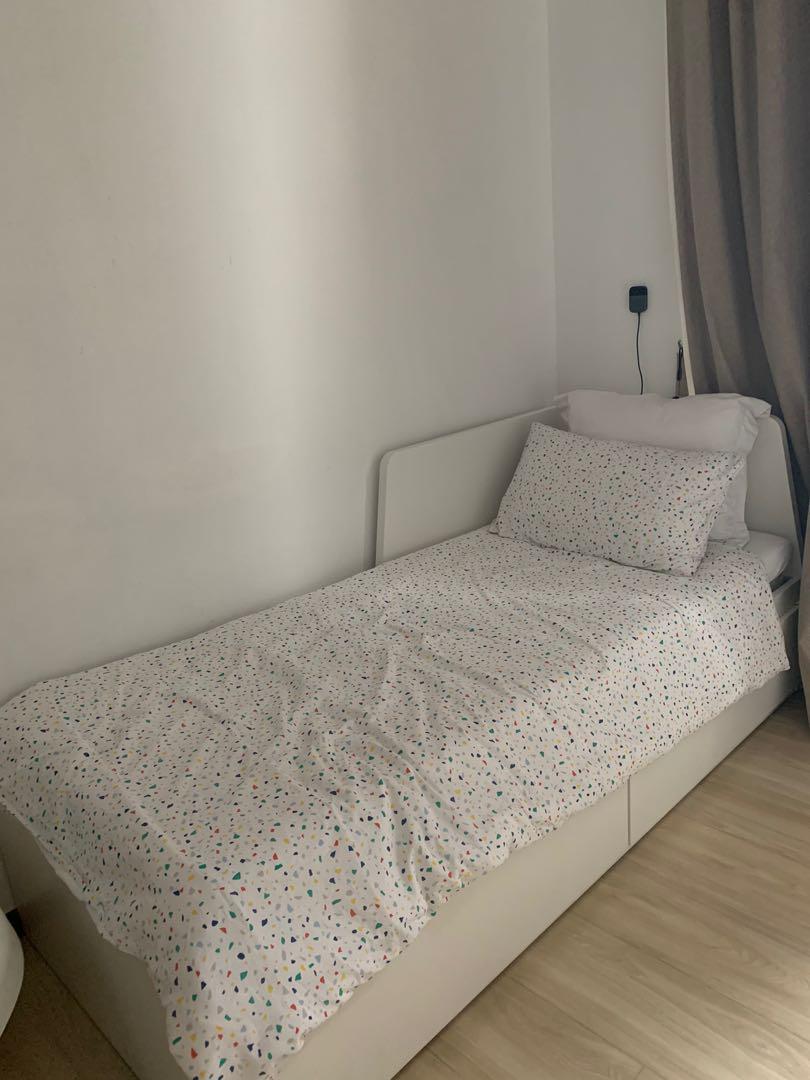 Ikea day bed with 2 mattressconverts to queen size bed, Furniture