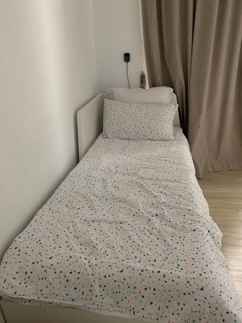 Ikea day bed with 2 mattressconverts to queen size bed, Furniture