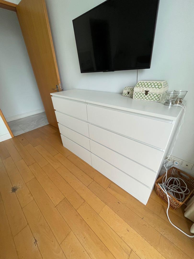 IKEA MALM white chests with 4 drawers, Furniture & Home Living