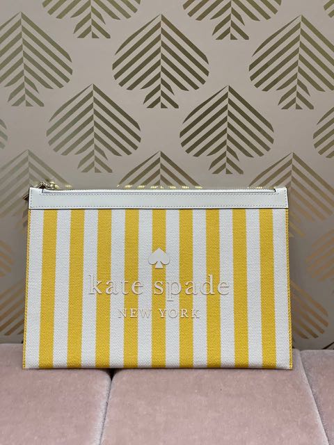 Kate Spade Street Tote Large Zip Pouch In Yellow Sesame, Luxury, Bags &  Wallets on Carousell