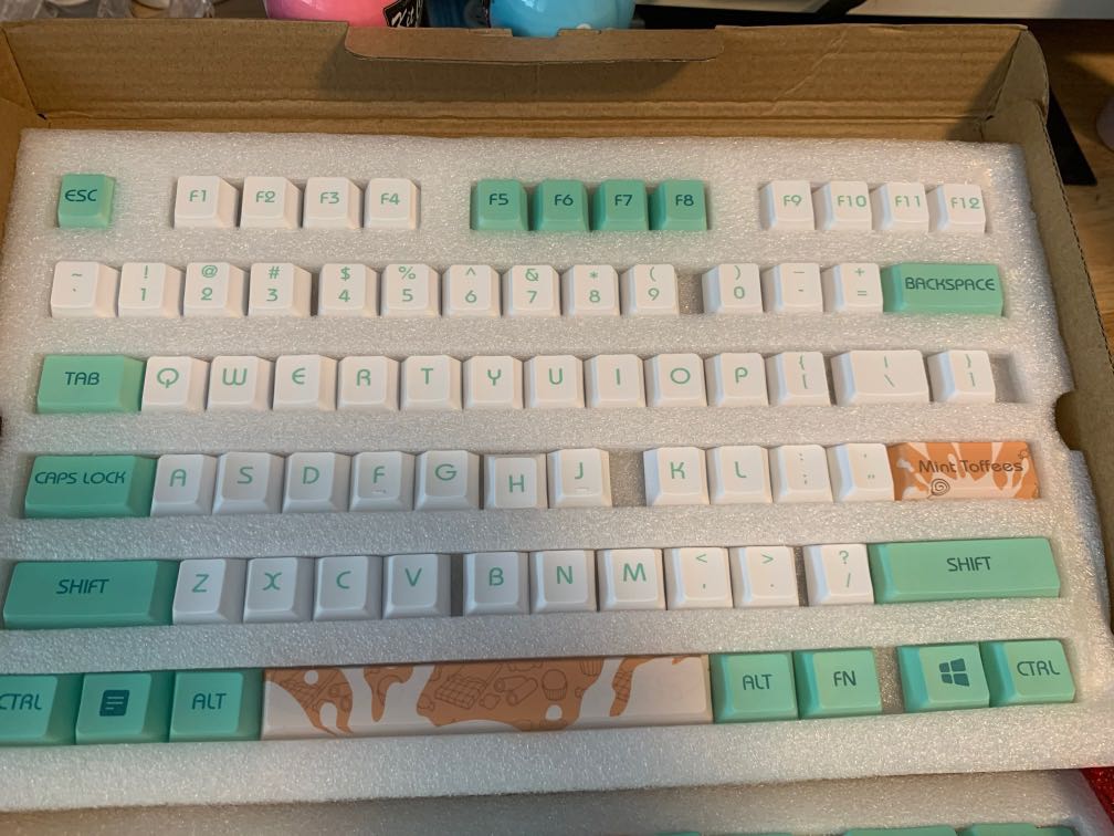 Mint Toffee Keycaps PBT Double Shot Cherry Profile Keycaps, Computers