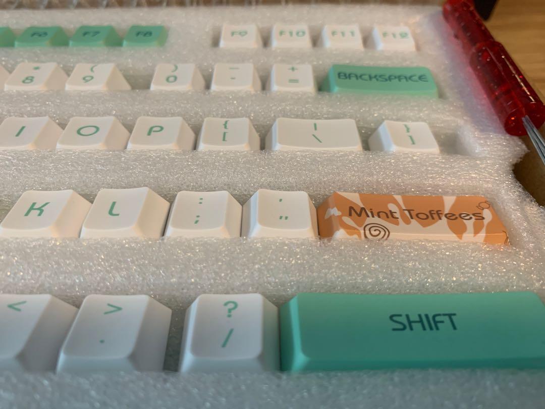 Mint Toffee Keycaps PBT Double Shot Cherry Profile Keycaps, Computers