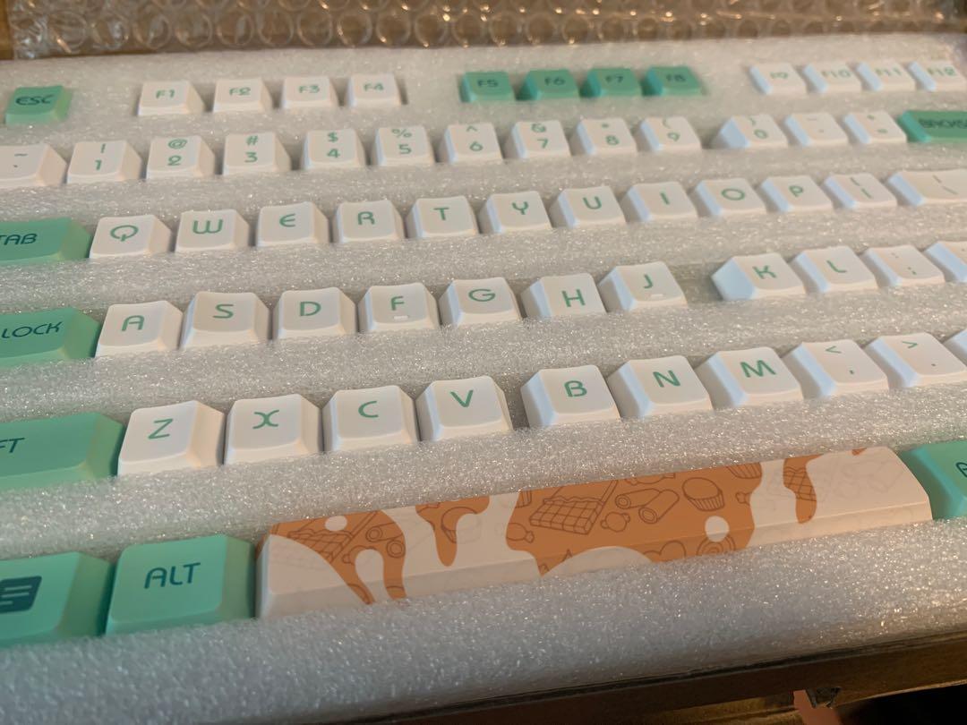Mint Toffee Keycaps PBT Double Shot Cherry Profile Keycaps, Computers