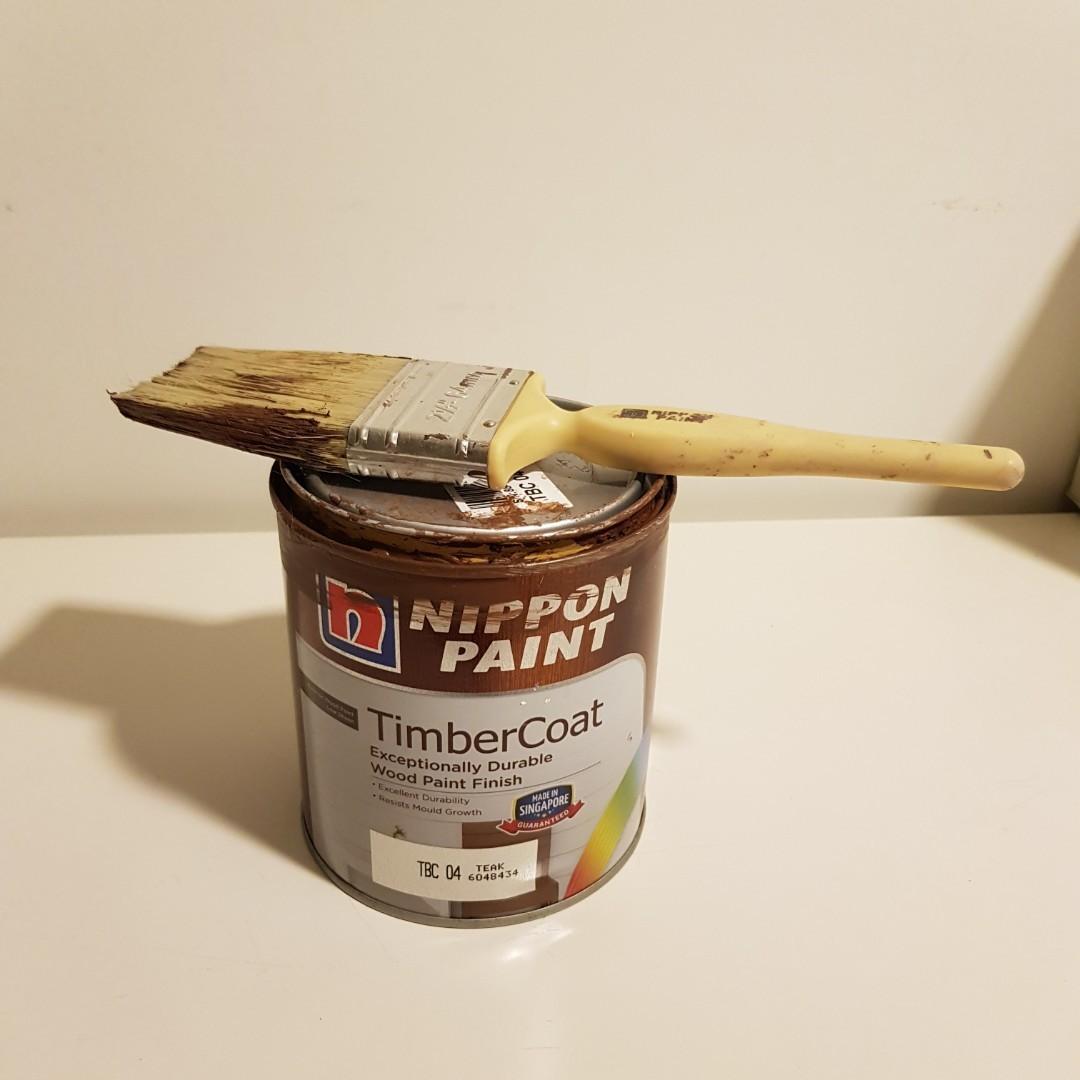 Nippon paint Timber coat paint for wood teck color, Furniture