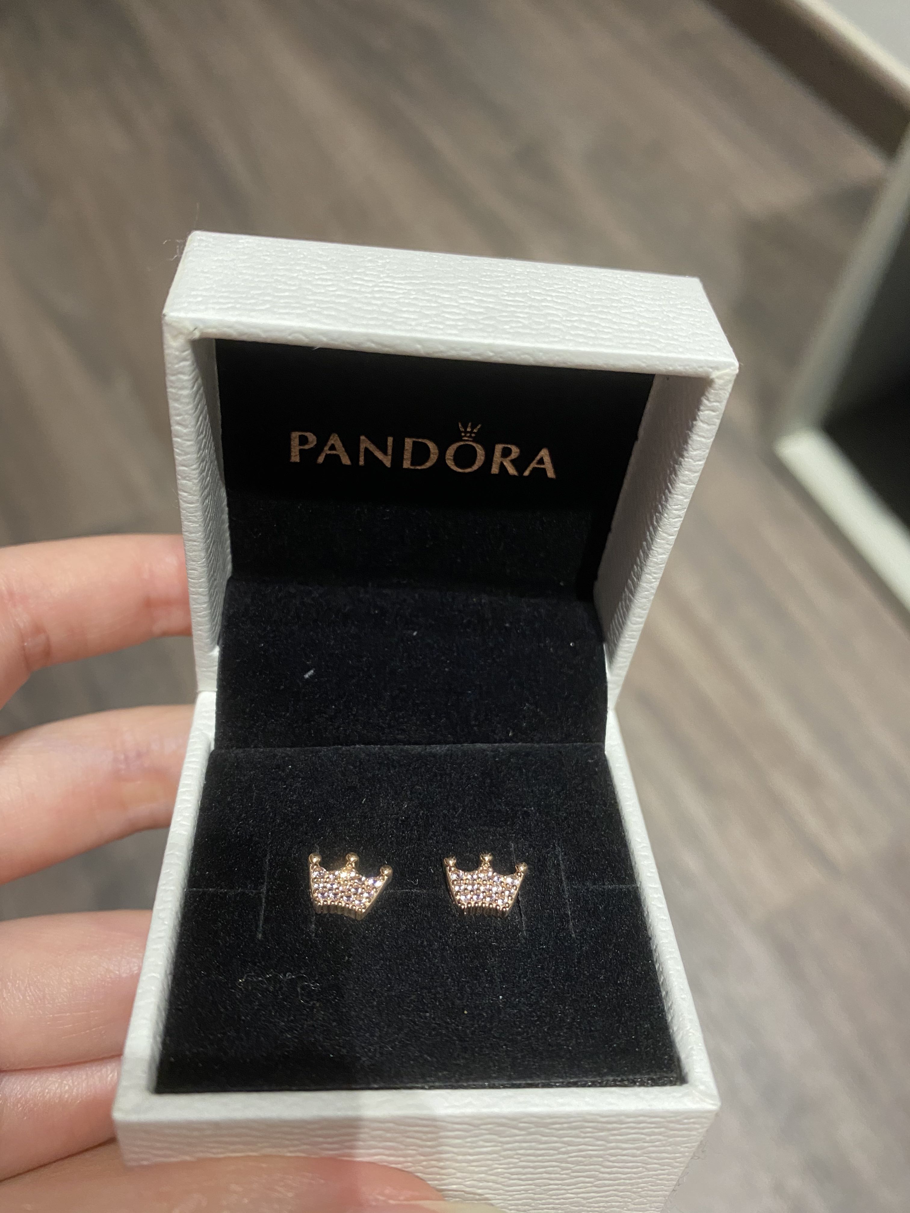 Pandora Pink crown stud earrings Women s Fashion Jewelry