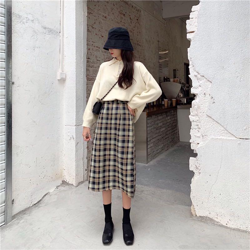 Checkered skirt discount long