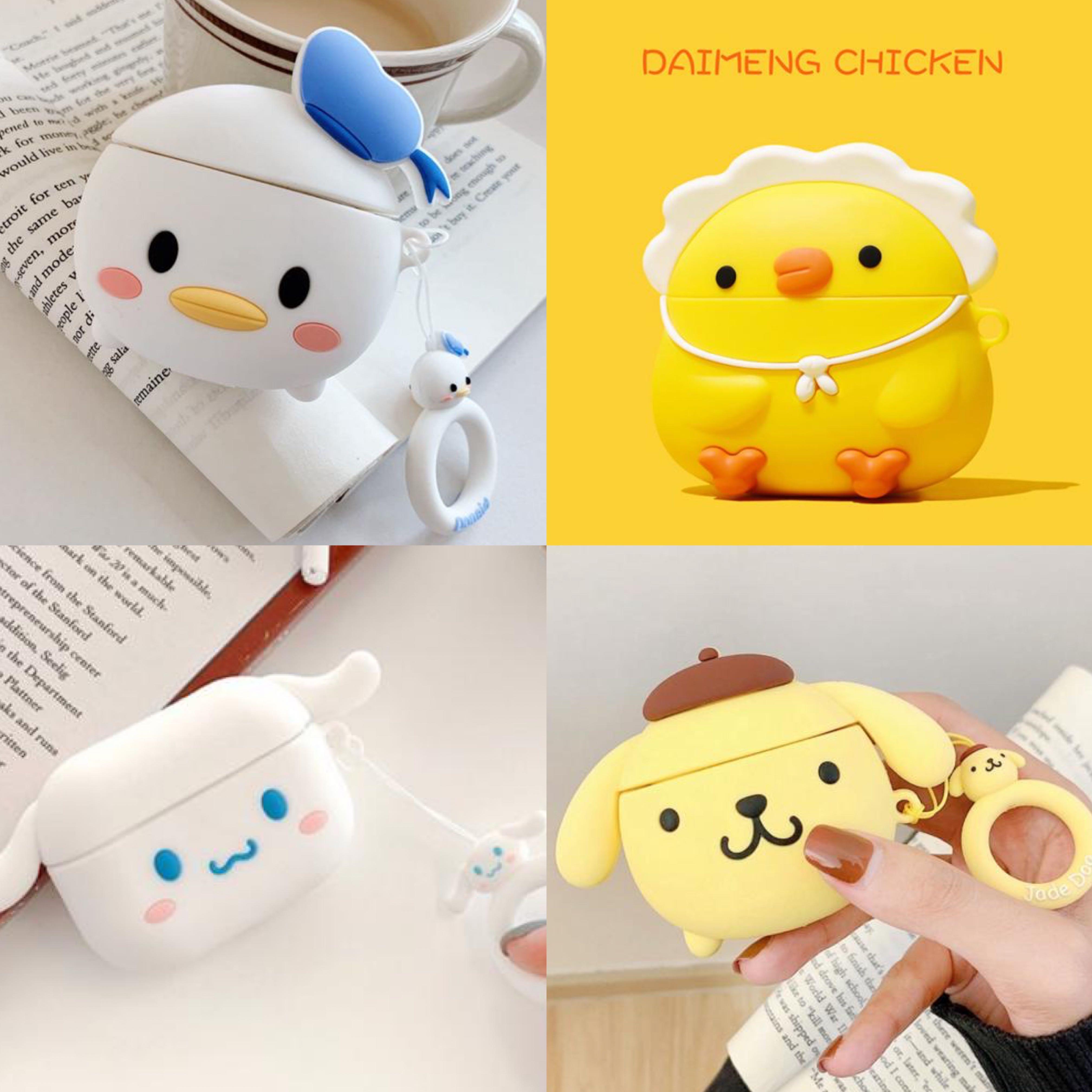 New 3D Cute Duck Earphone Case for Airpods 3 Pro Case Silicone Cartoon Dog  Cover for Apple Air Pods 2 Earbuds Earpods Cases Keychain