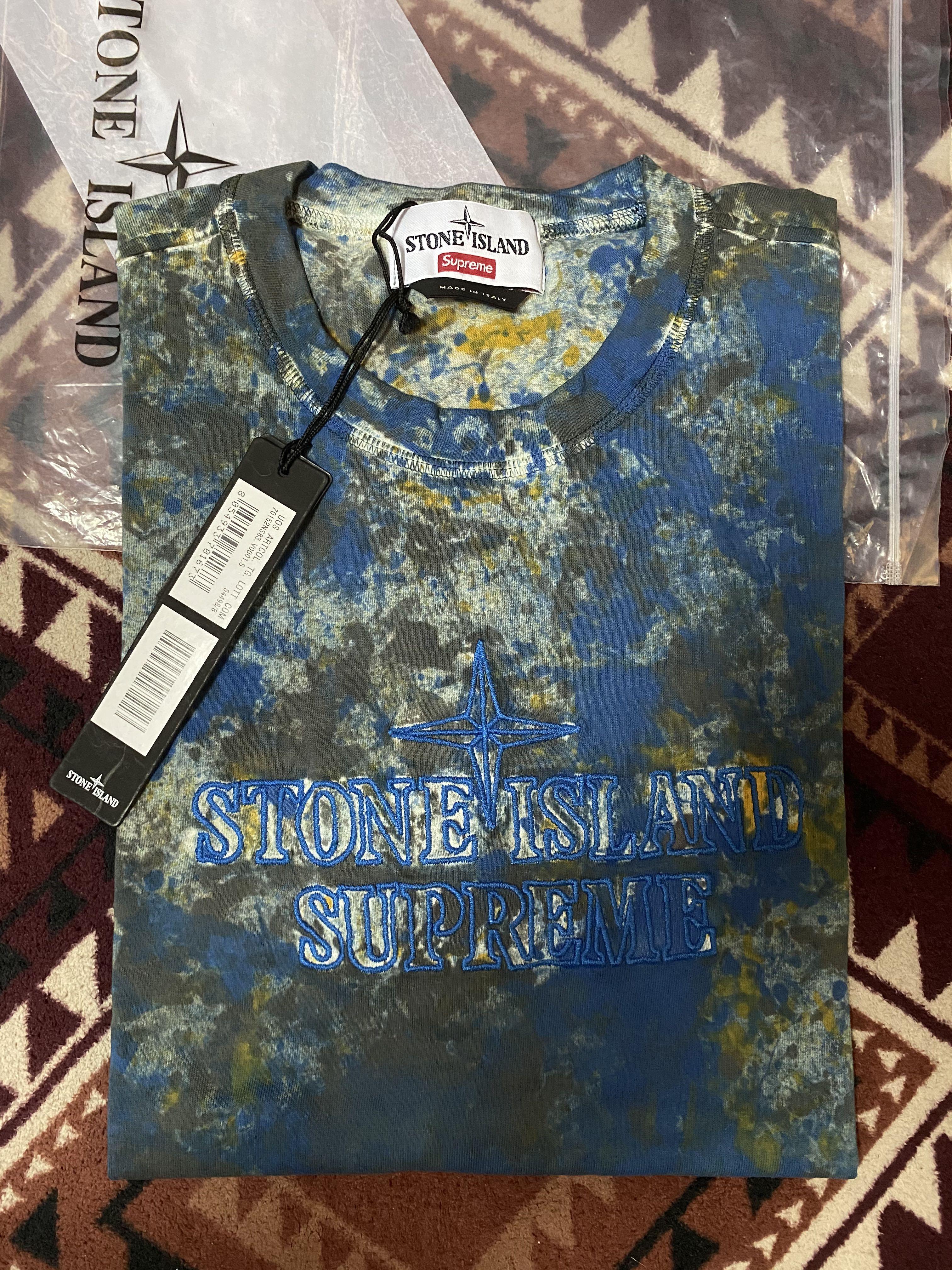 Supreme X Stone Island Blue Tie Dye Men s Fashion Tops Sets