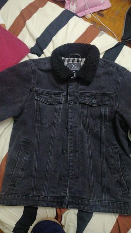 Borg denim sales jacket cotton on