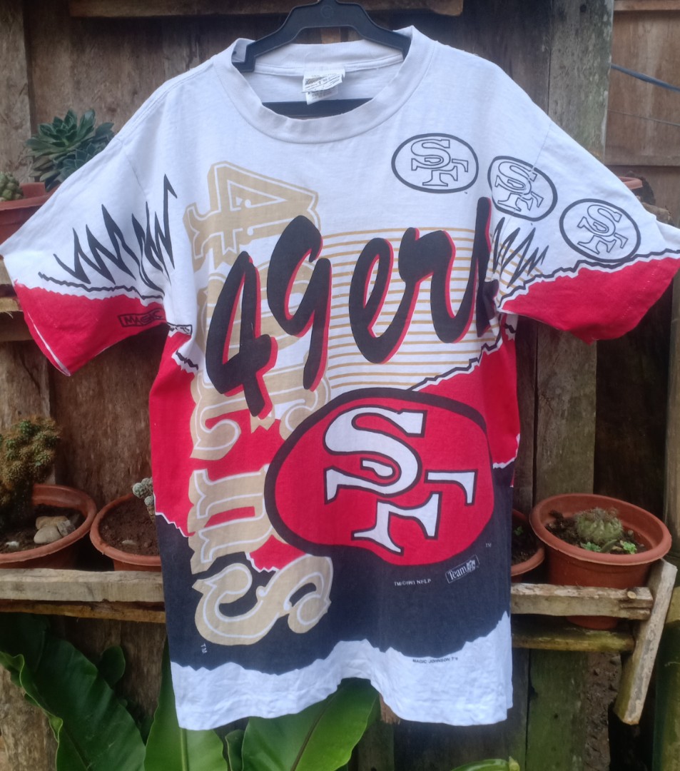 Vintage 1994 Magic Johnson T S San Francisco 49ers All Over Print T Shirt Size L 海外 即決 Minimilks Com