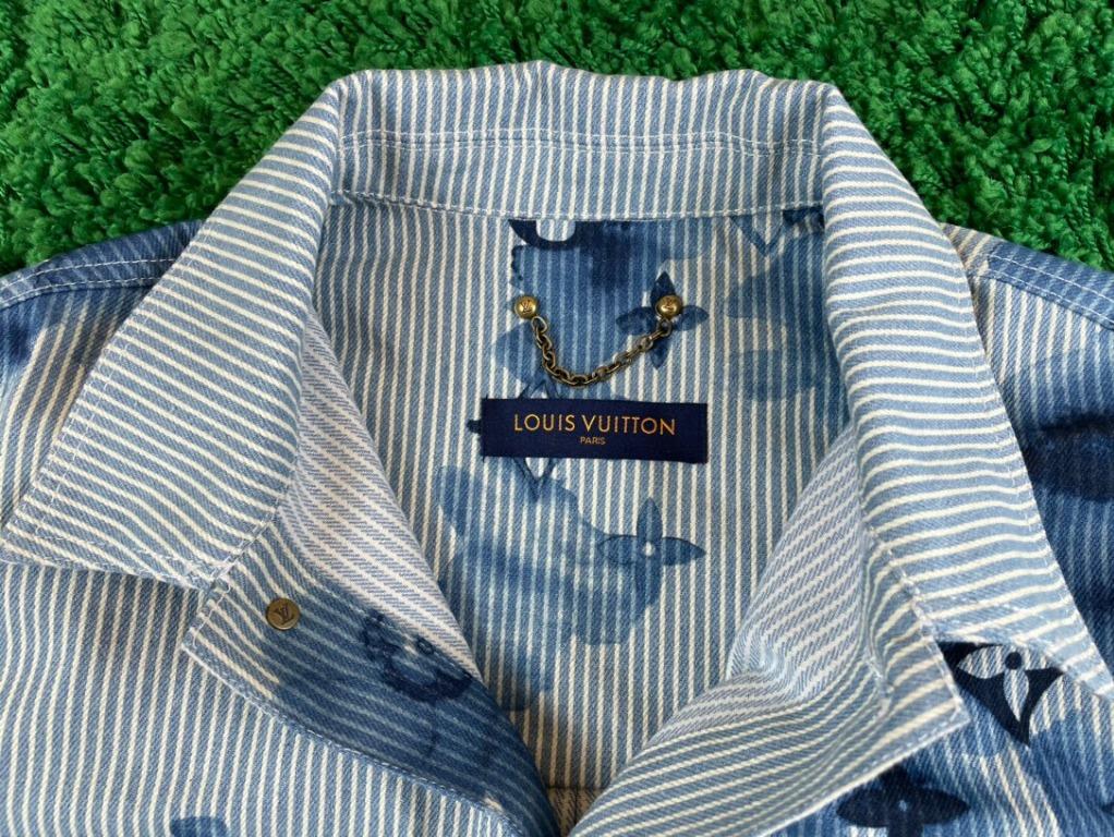 LV 2021 Striped Monogram Workwear Denim Shirt, Men's Fashion, Tops & Sets,  Tshirts & Polo Shirts on Carousell
