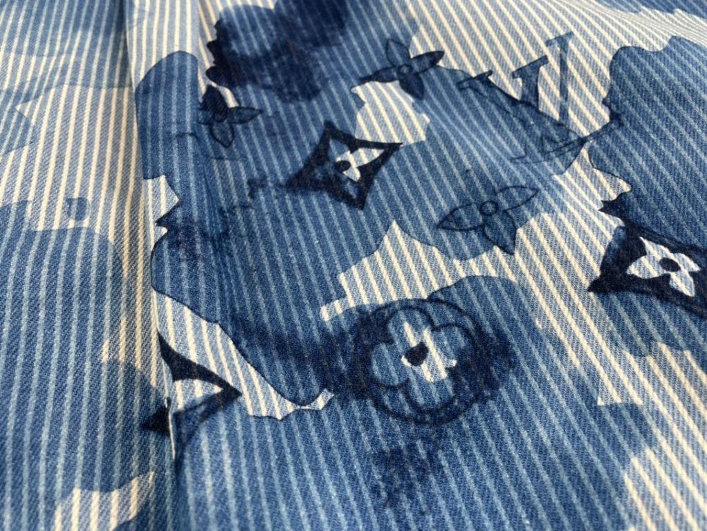Watercolor striped monogram workwear denim shirt, Men's Fashion, Tops &  Sets, Tshirts & Polo Shirts on Carousell