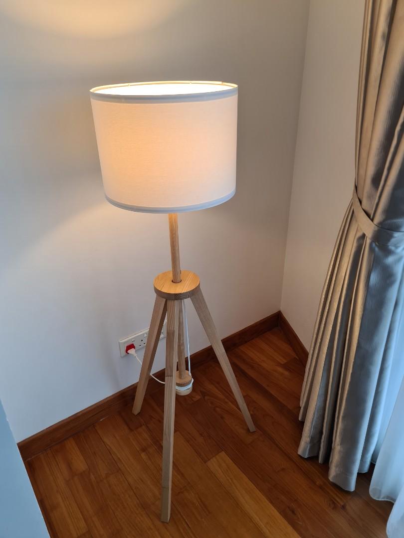 Ikea wooden outlet floor lamp