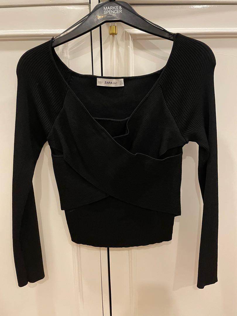 Zara Knit Black Top, Women's Fashion, Tops, Longsleeves on Carousell