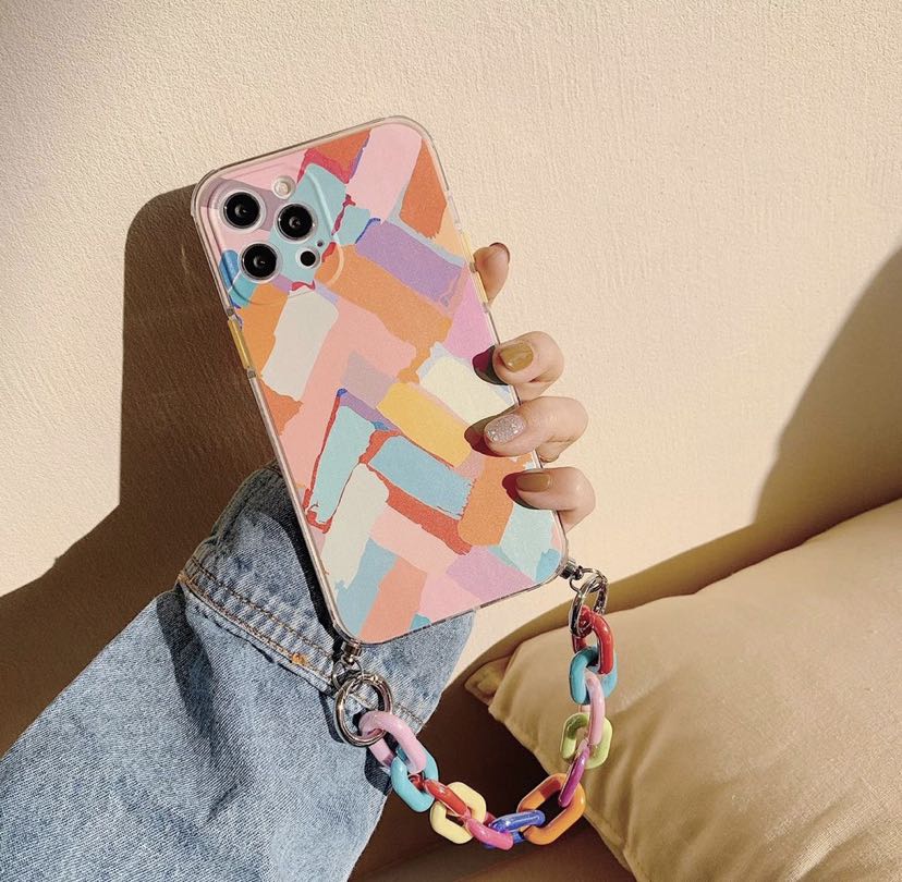 2021 new arrival rainbow chain cases for iphone x xr xsmax 11promax se