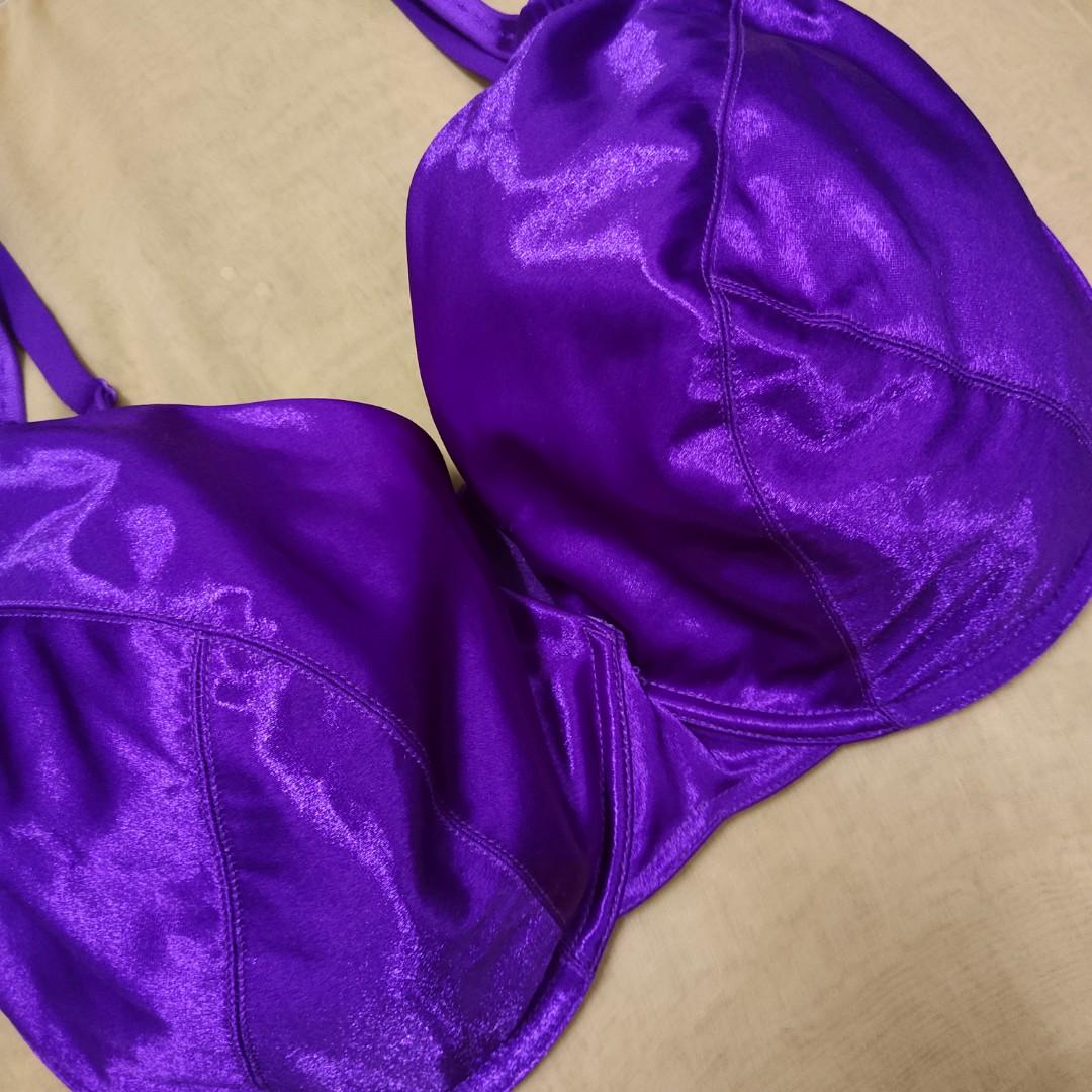 42F@40G plus size purple satin underwire bra, Women's Fashion, New  Undergarments & Loungewear on Carousell