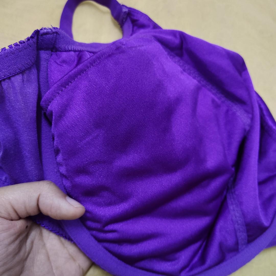42F@40G plus size purple satin underwire bra, Women's Fashion, New  Undergarments & Loungewear on Carousell