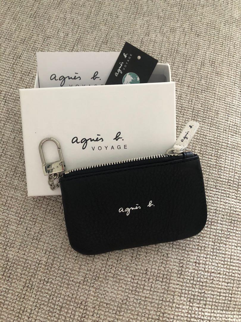 Agnes B Leather Coin Purse with Keyring