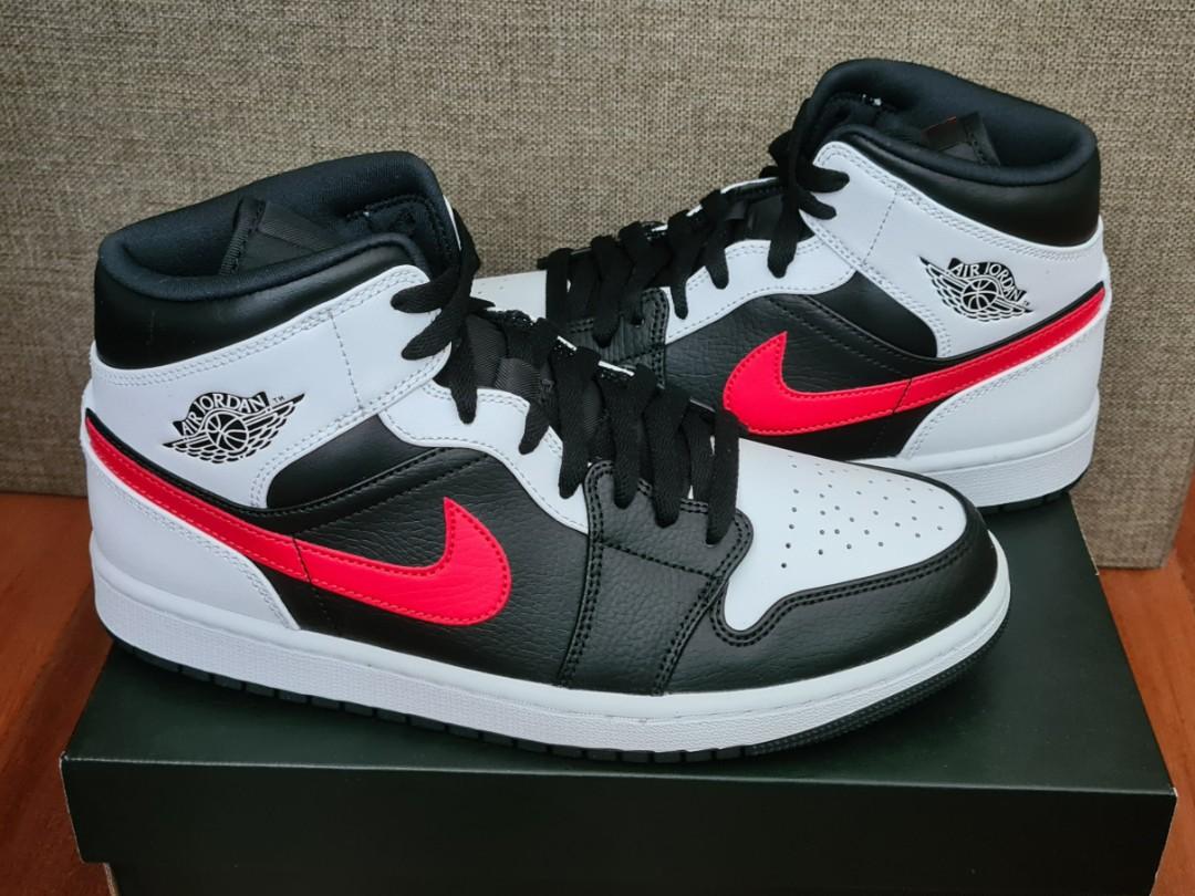 air jordan 1 mid black white chile red