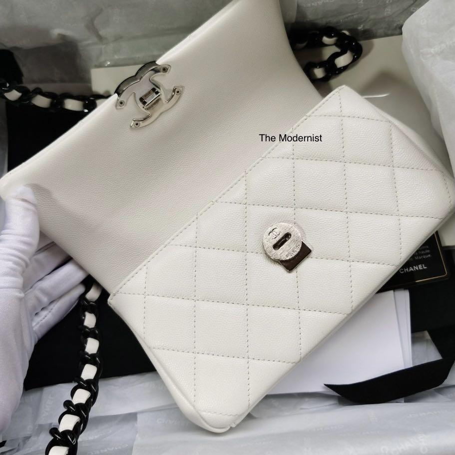 Grained calfskin & lacquered sale metal white & black