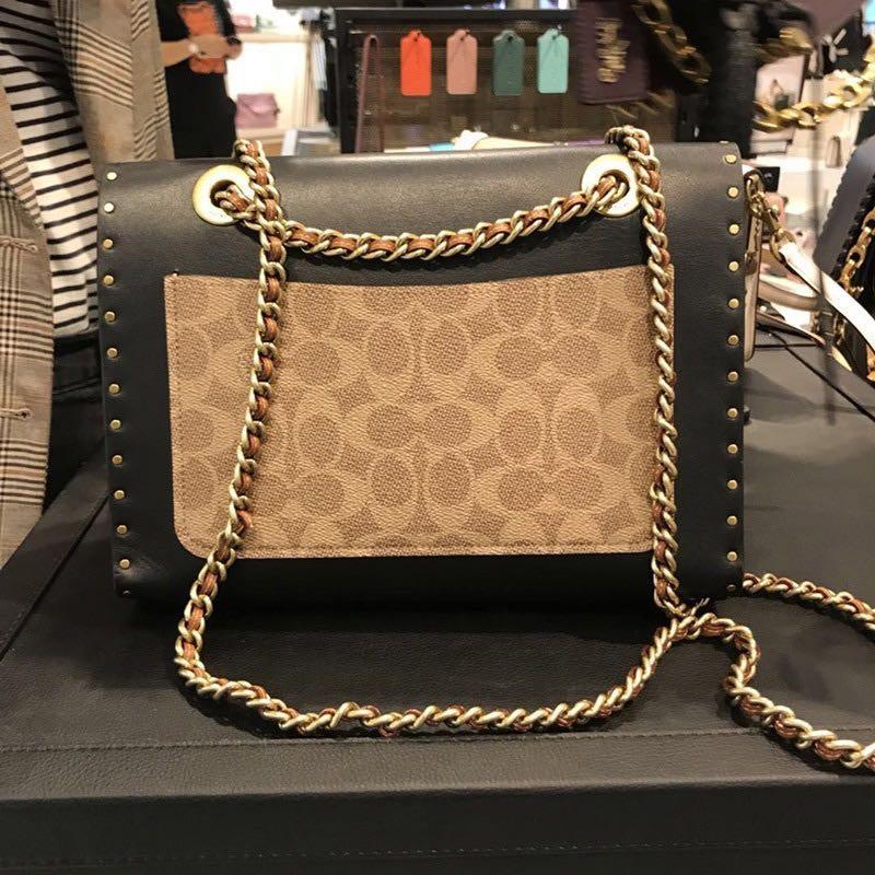 Authentic Coach Parker Top Handle in signature canvas with rivets
