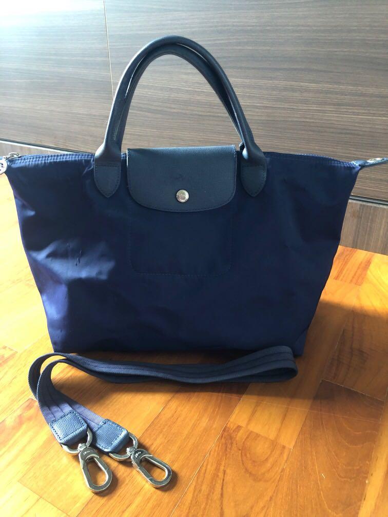 Authentic Longchamp LE PLIAGE N O bag p Navy medium Women s