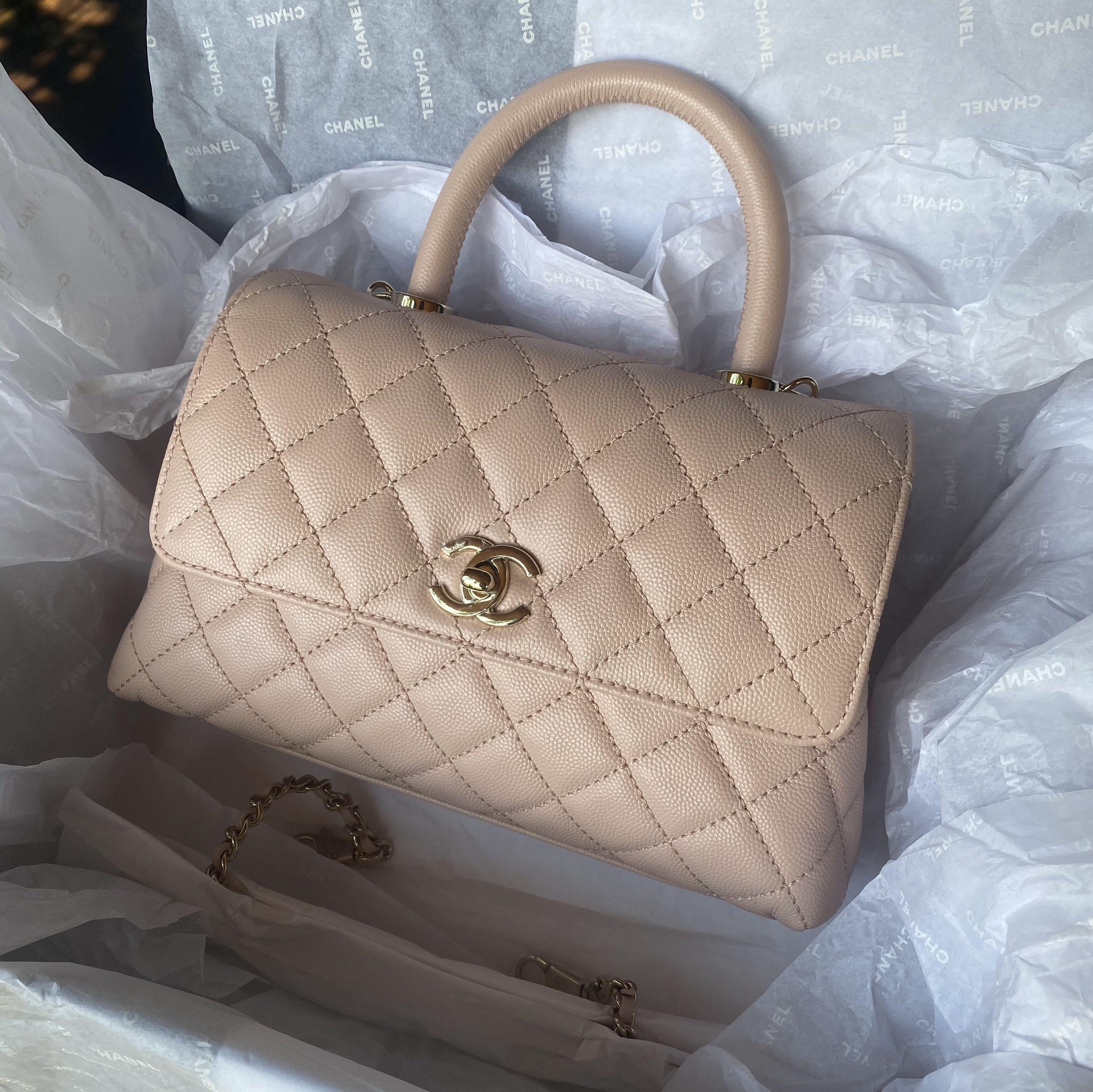 BNIB chanel 21a rose Claire pink coco handle in lghw small (mini), Luxury,  Bags & Wallets on Carousell