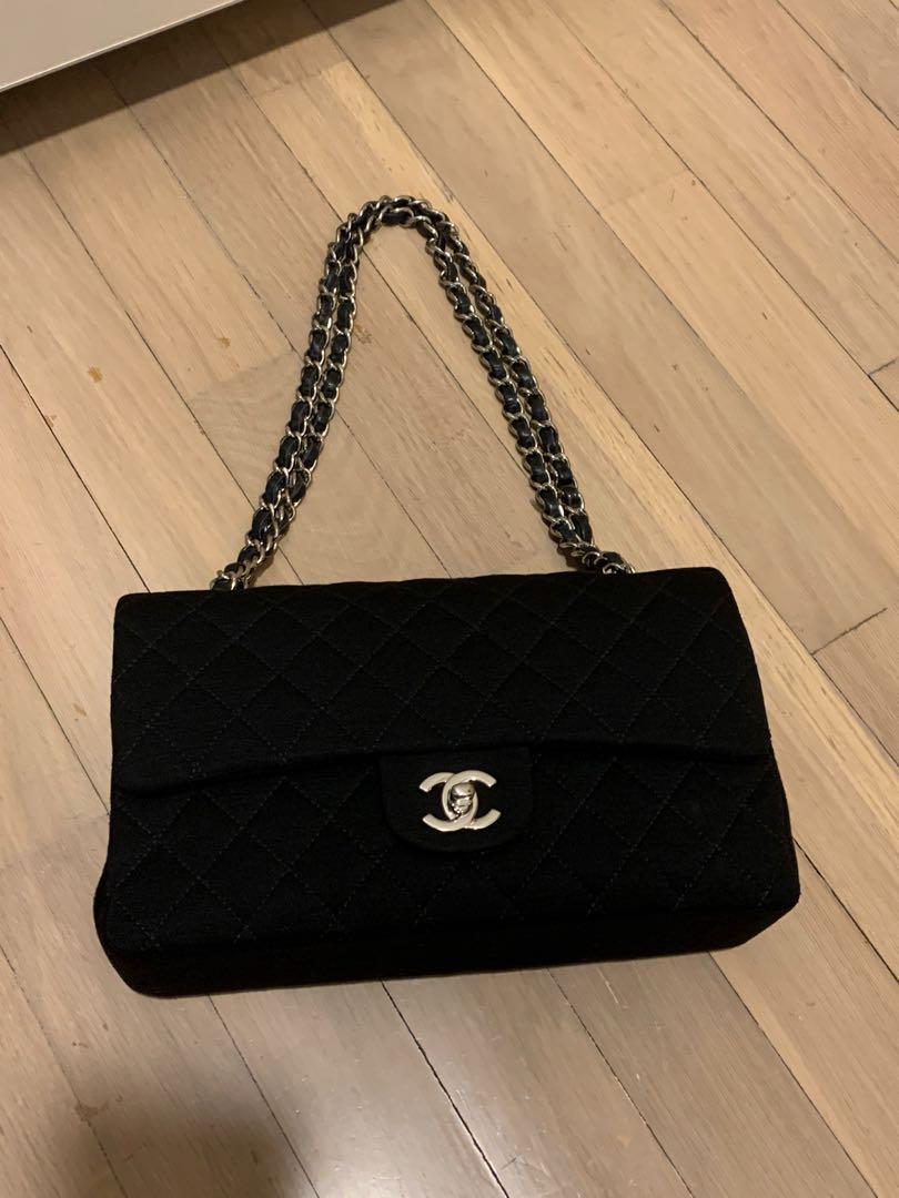 Chanel Classic Medium Double Flap in Jersey, Luxury, Bags & Wallets on  Carousell
