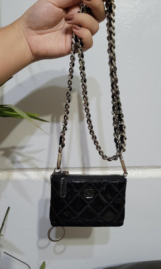 Chanel Patent coin purse with chain (Category: Luxury Bags & Wallets) located in Batangas. Submitted by flying_cosmos (Listing ID 1097275747, Image 2). Description: Length: 4.5 in Width: 0.75 in Height: 3 in -Hologram intact -includes Entrupy worth 1,500 (authenticated by a certified authenticator) -no box or dust bag -includes DIY chain but not authentic -Chanel purse 100% authentic, no refund, only when proven fake..