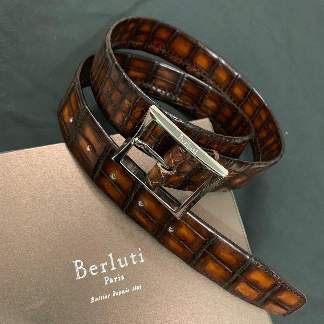 Shop Berluti Versatile Reversible Scritto Leather Belt - 35 Mm by ALICE's