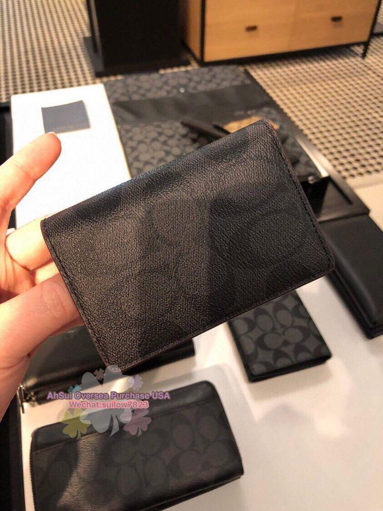 Coach business card discount case in signature canvas