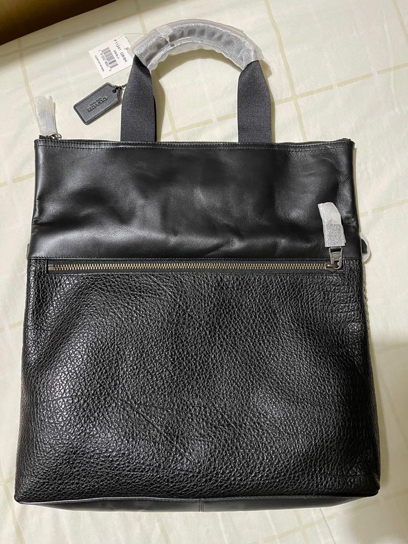Coach Charles Foldover Tote with Baseball Stitch Denim Blue