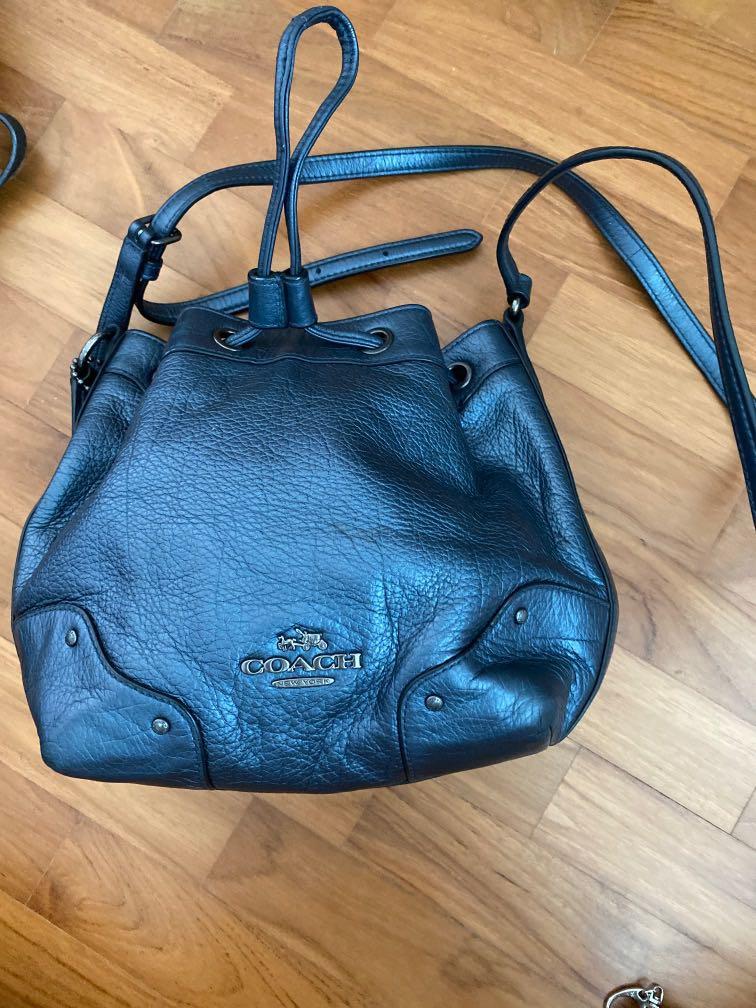 Coach metallic blue handbag 2025