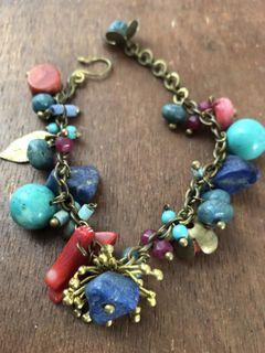 Colorful Brass Bracelet with Semi Precious stones