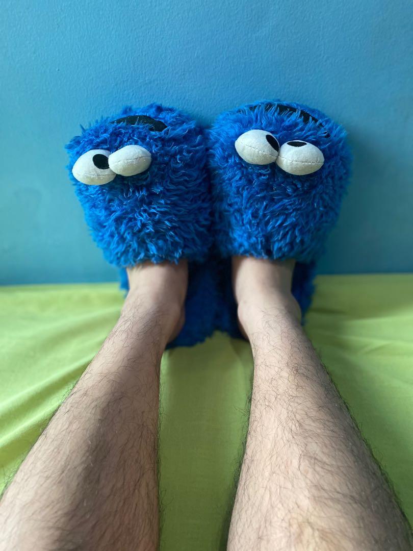 H M Cookie Monster Sesame Street Blue Home House Slippers Size 7.5