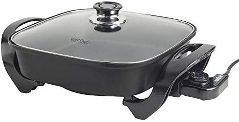 Delivery Available VonShef Square Multi Cooker 1500W Multi function Electric Frying Pan with Glass Lid Adjustable Temperature Control Cool Touch Handles Non Stick Easy Clean Fry Saute Braise