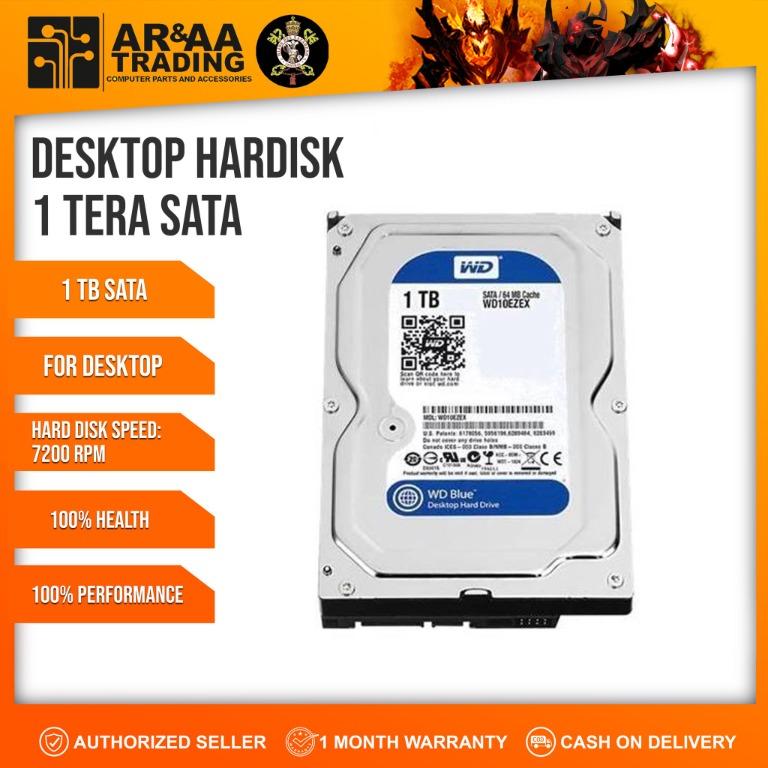 Desktop Hardisk 1 Terabyte Assorted Brand (Category: Hard Disks & Thumbdrives) located in Quezon City. Submitted by laptopstore.ph (Listing ID 1097165042, Image 2). Description: Desktop Hardisk 1 Terabyte Assorted Brand 📌 COD via Shopee or Lazada 📌 desktop laptop 3.5 1 Tera Php 1,350 pesos only! Looks new NO OS!!!!!!!!!!! 100% health 100% performance no bad sectos no clicking sounds 📍AR & AA TRADING 225 Tandang Sora Ave Tandang Sora Quezon Cit